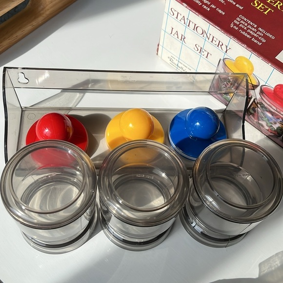 Vintage Hong Kong Desk Accessories Jar Set 1980s Stationery Storage - Picture 4 of 12